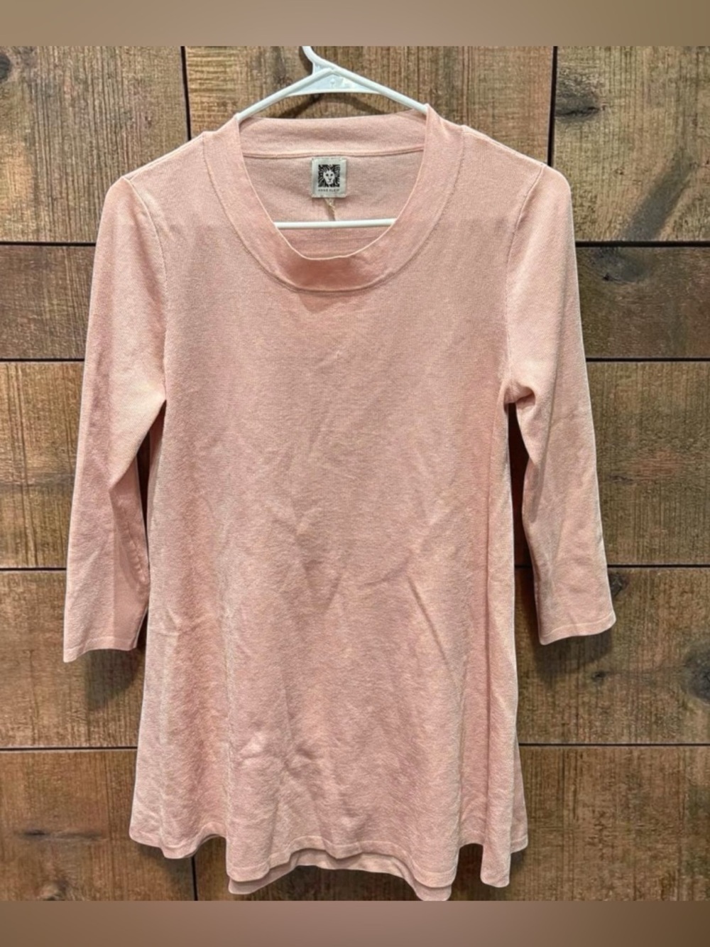 Anne Klein Light Pink Long Sleeve Tunic Top MEDIUM - Picture 2 of 6